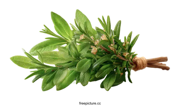 [Transparent Background PNG]Fresh Herbs Bunch Close Up Photo