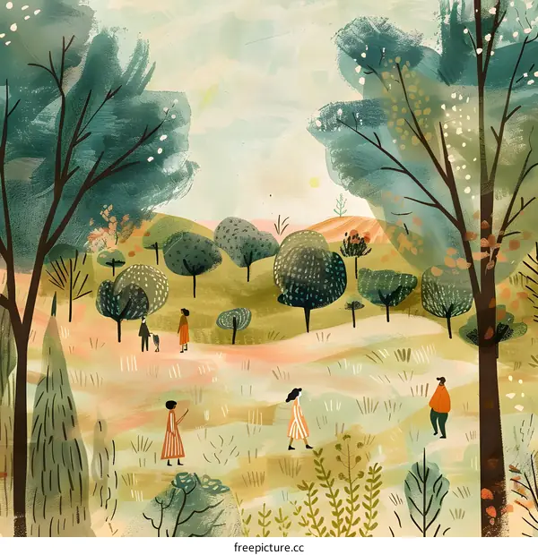 People Walking in a Lush Green Forest