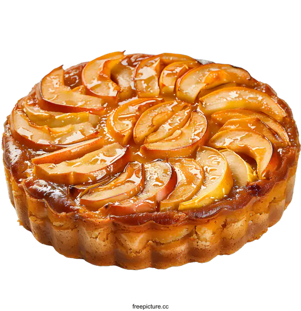 [Transparent Background PNG]Homemade apple pie with caramel topping
