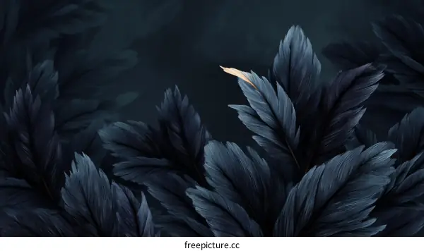 Dark Blue Tropical Leaves Illustration