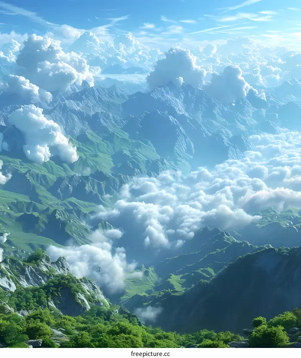 The mountain is surrounded by clouds and mist, and the scenery is beautiful