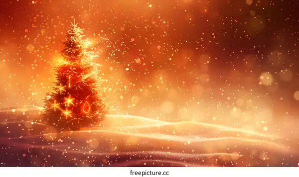 Christmas tree shining in the snow