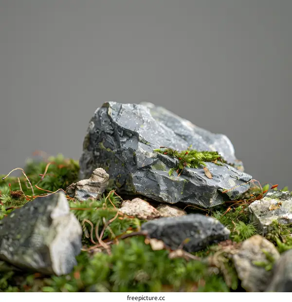 Close Up Of Moss And Rocks In Nature