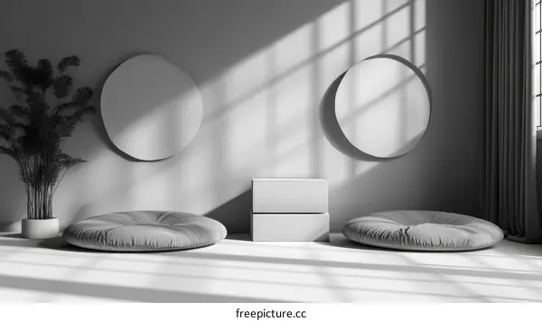 Modern Minimalist Home Decor Mockup with Round Displays