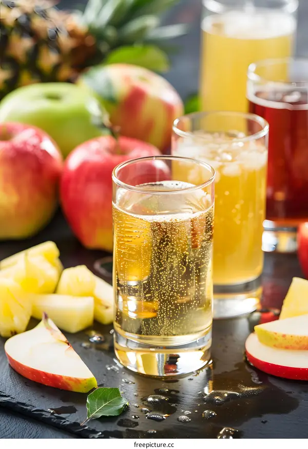 Fresh Apple Cider with Sliced Apples and Pineapple