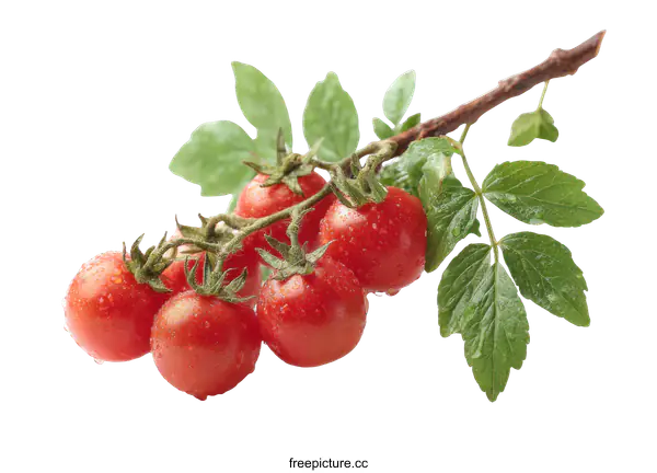[Transparent Background PNG]Freshly Picked Cherry Tomatoes on the Vine