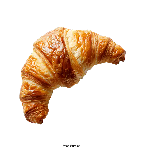 [Transparent Background PNG]Golden Brown Croissant on White Background