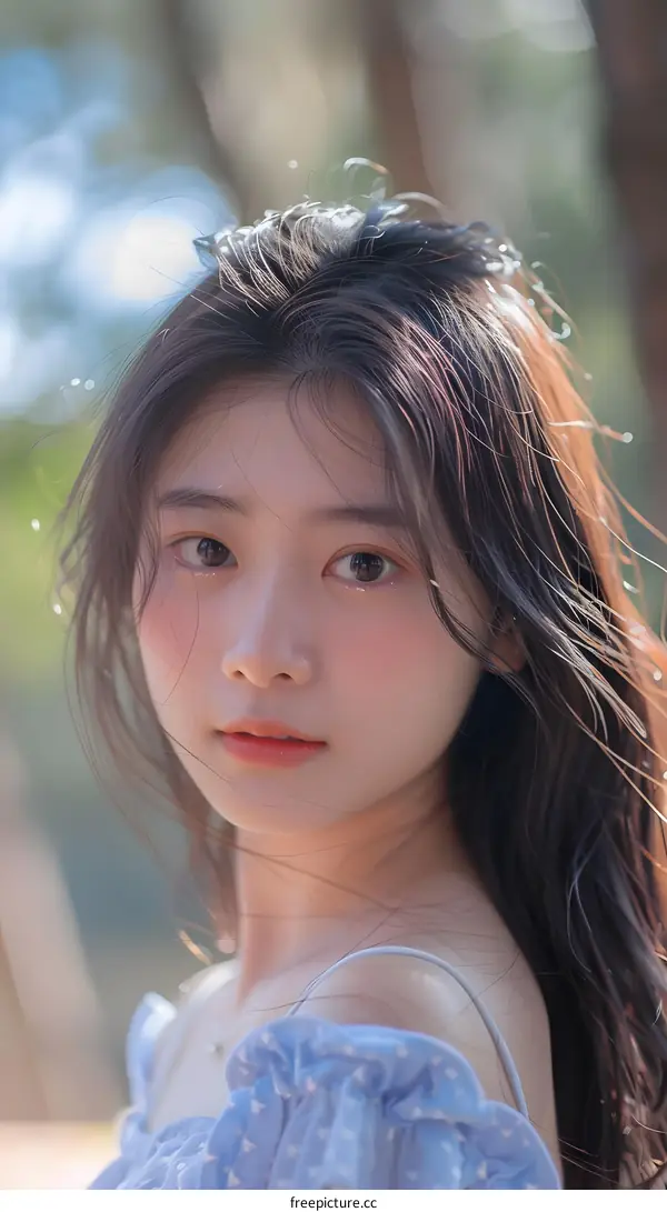 Young Asian Woman Portrait with Blurred Background