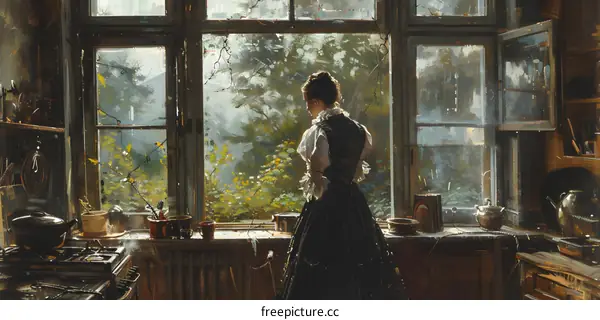 Lady in front of the window