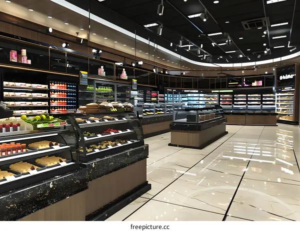 Modern Interior Design of a Grocery Store