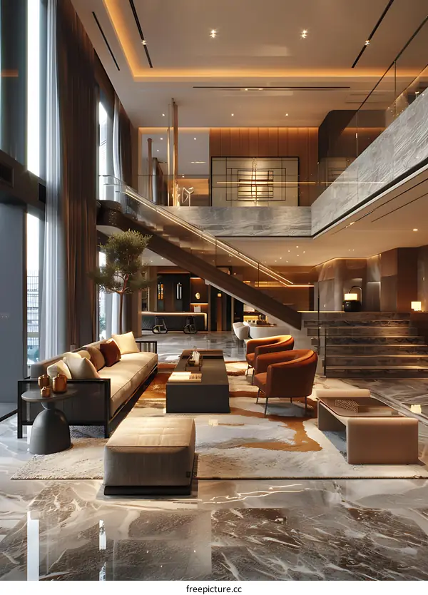 Luxury hotel lobby