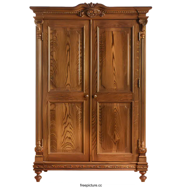 [Transparent Background PNG]Antique Wooden Cabinet With Carved Detail