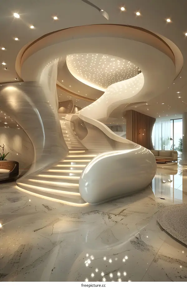Staircase in Hotel Lobby