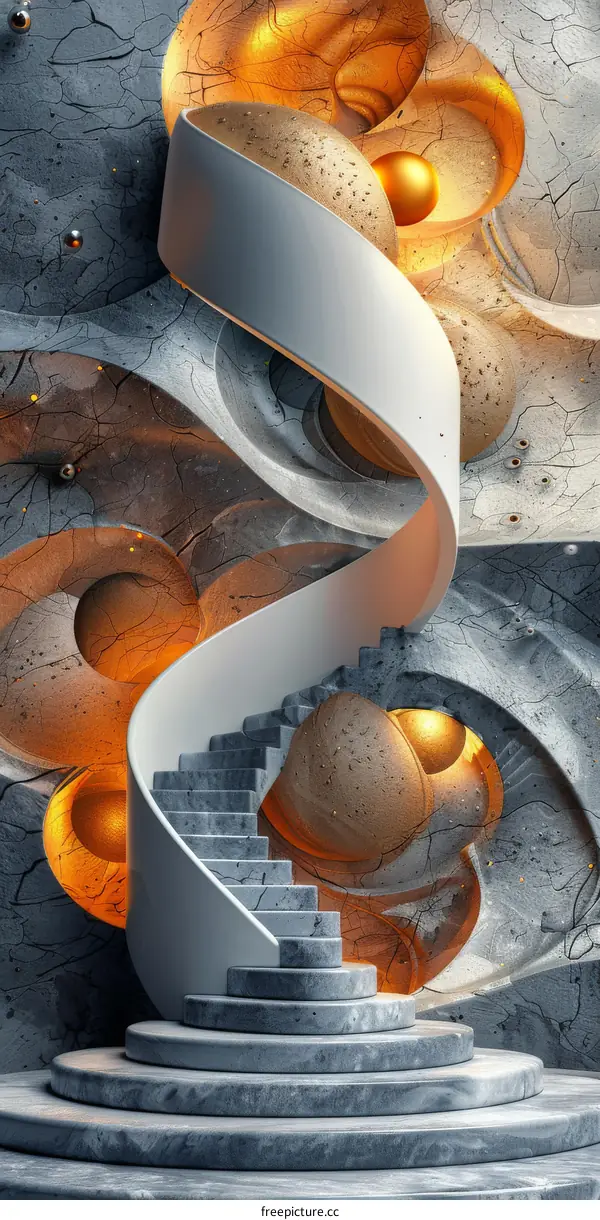 Spiral Staircase in Abstract Interior
