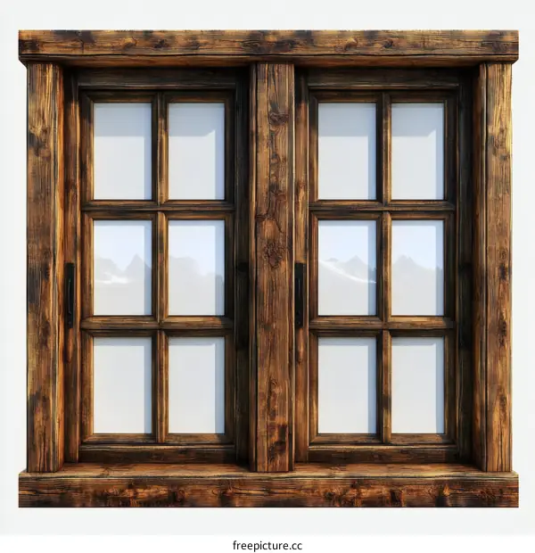 Vintage Wooden Double-Hung Window Design