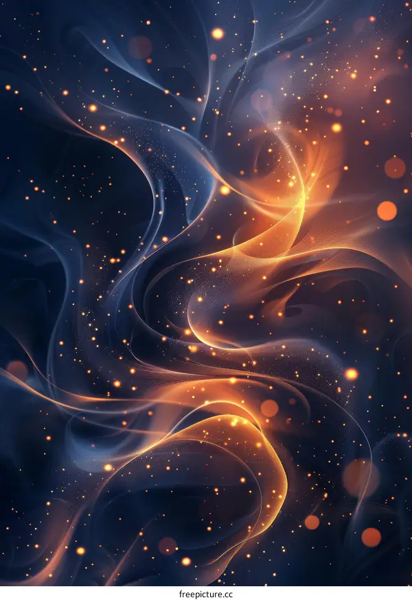 Abstract Blue and Orange Energy Light Trails