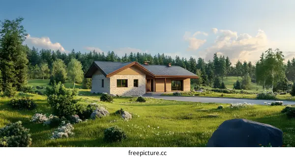 Modern House in a Forest Setting