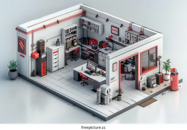 Isometric Office Interior Design