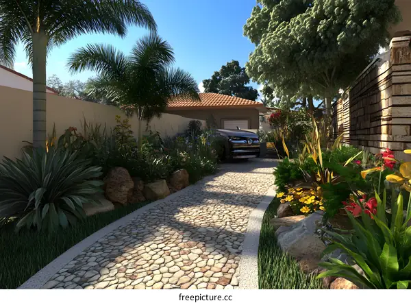 Stone Pathway Garden Landscaping Design