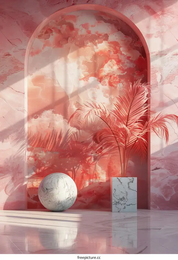 Pink Marble Interior Design Illustration