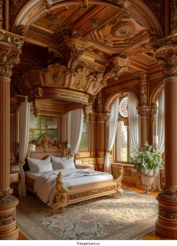 Ornate Wooden Bedroom Interior Design