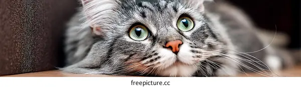Close-up Portrait of a Grey Cat
