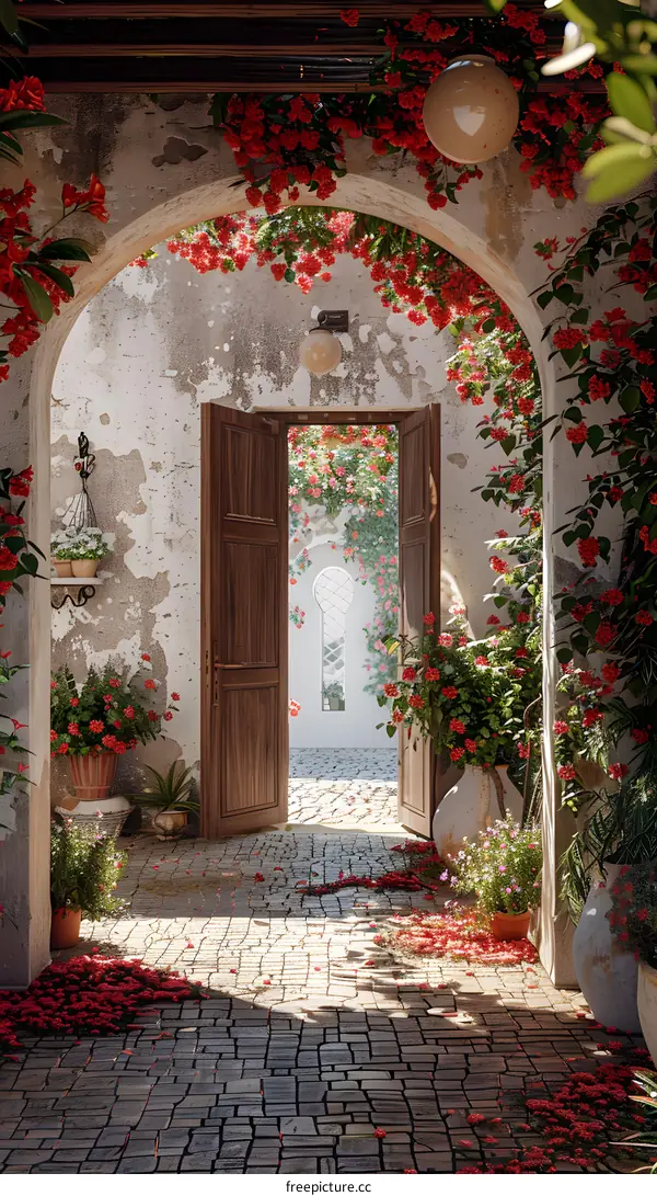 Open Doorway To a Floral Paradise