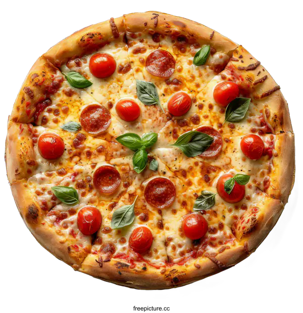 [Transparent Background PNG]Delicious Homemade Pepperoni Pizza on transparent background