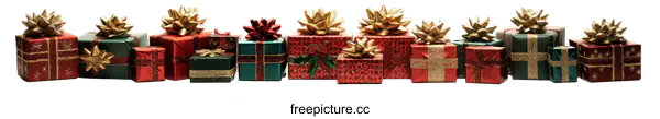 [Transparent Background PNG]Christmas Gift Boxes Row Arrangement