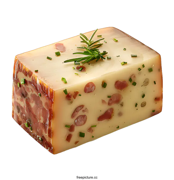 [Transparent Background PNG]A block of cheese with rosemary and chives