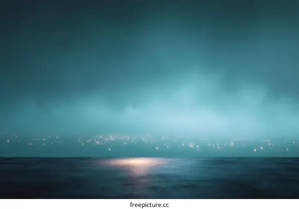 Foggy Night Cityscape Empty Stage Background