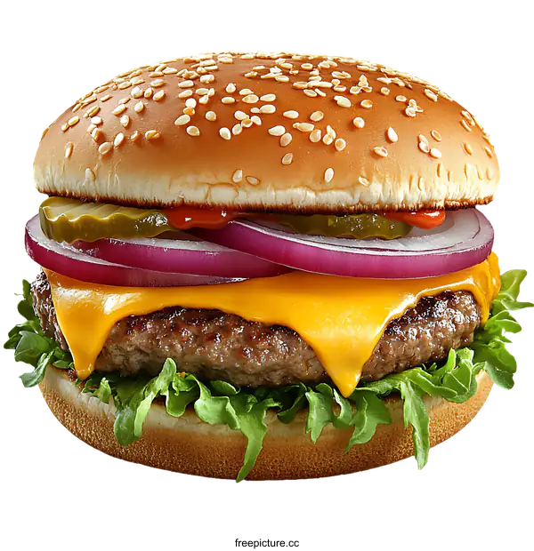 [Transparent Background PNG]Delicious Cheese Burger Food Photography
