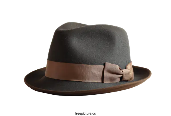 [Transparent Background PNG]Vintage Fedora with Brown Ribbon