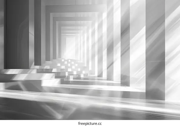 Futuristic Corridor With Light and Shadows