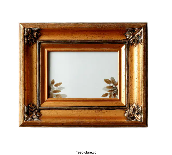 [Transparent Background PNG]Antique Gold Picture Frame with Decorated Corners