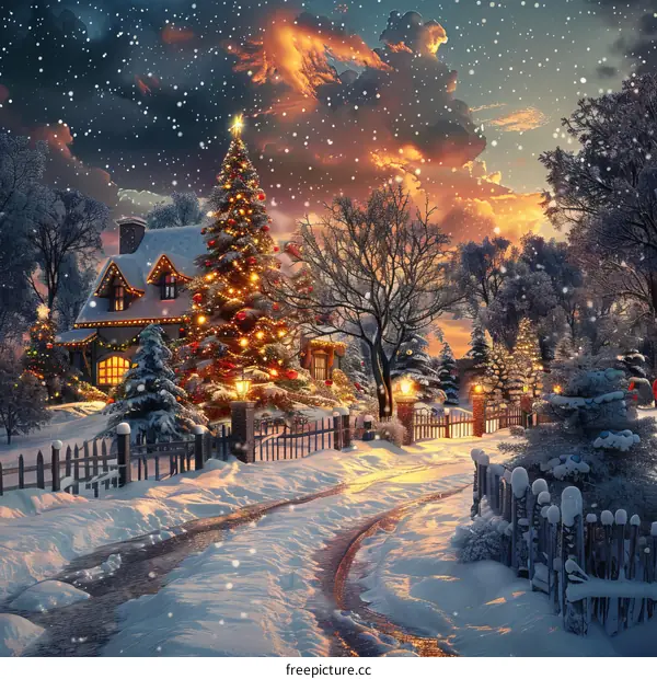 Cozy Christmas Eve Cottage in a Winter Wonderland