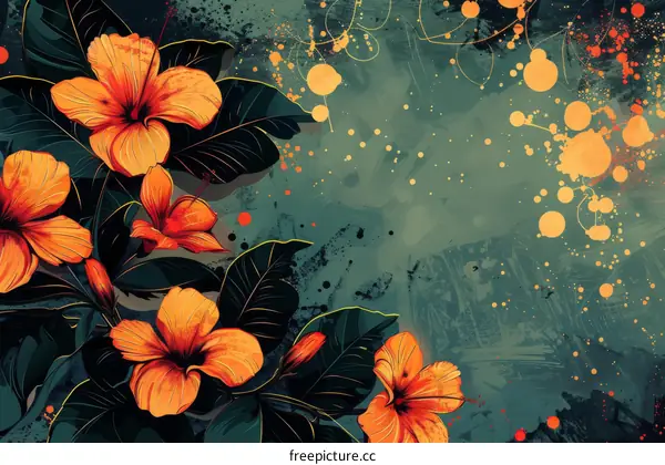 Hand-painted tropical flower illustrations