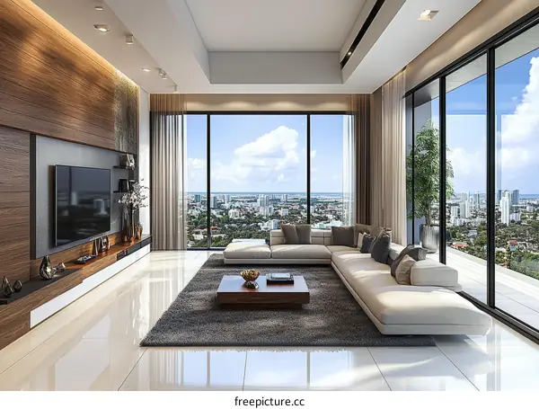 Modern Luxury Living Room with City Views