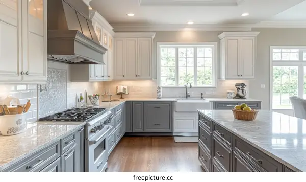Modern Kitchen Design with Gray and White Cabinets