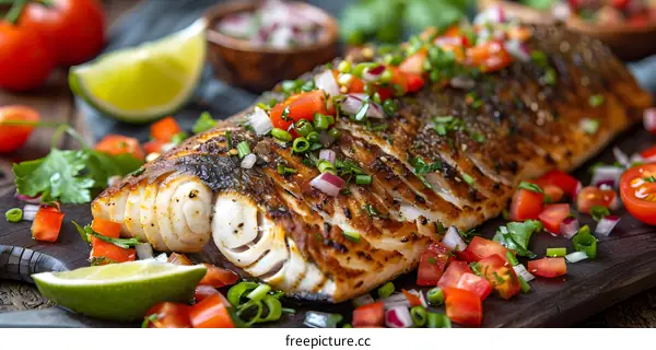 Grilled fish with fresh salsa