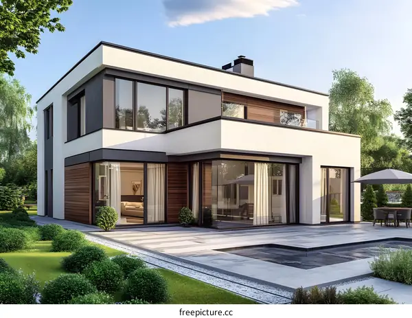 Modern Two Story House with Swimming Pool