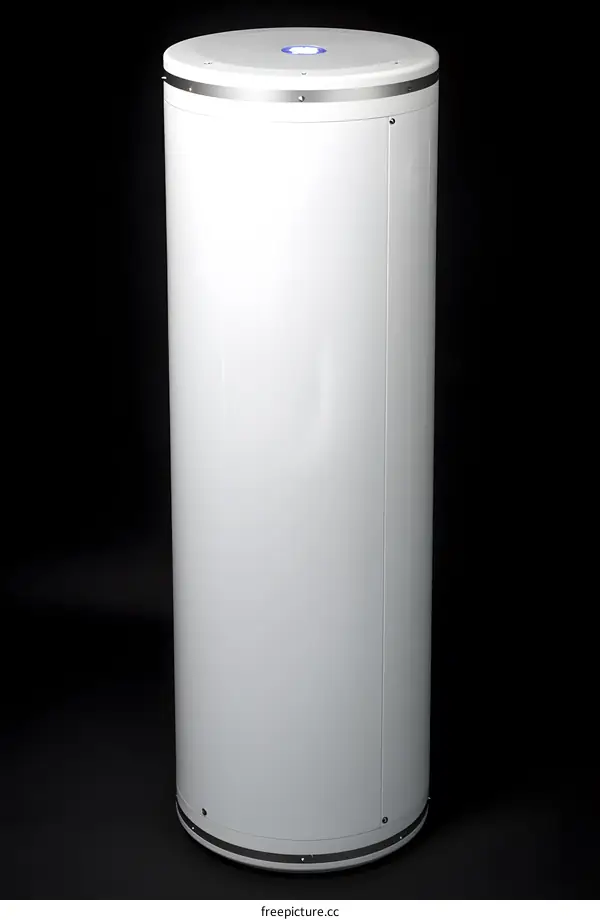 White Cylindrical Tank on Black Background