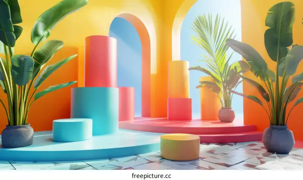 Colorful  Tropical  Interior  Display  Design