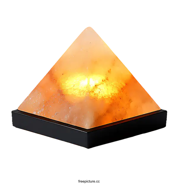 [Transparent Background PNG]Himalayan Salt Pyramid Lamp with Black Base