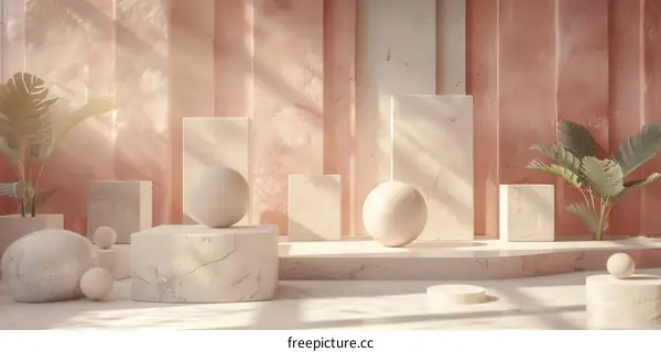Abstract Minimalist Pastel Geometric Display Scene