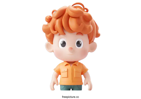 [Transparent Background PNG]Cute Cartoon Boy with Orange Hair
