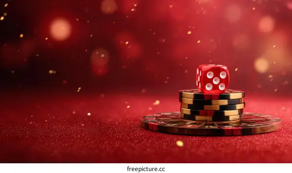 Casino Dice and Chips on Red Table