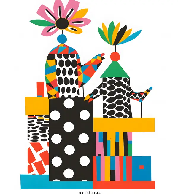 Abstract Colorful Illustration of Two Geometric Figures