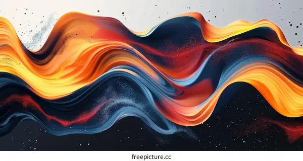 Colorful abstract painting with vibrant waves