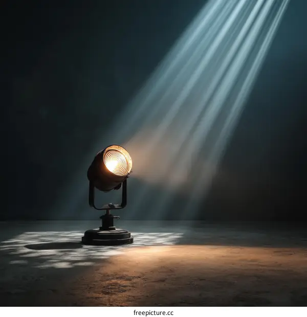 Spotlight Beam on Dark Concrete Studio Background